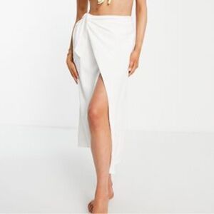 ASOS wrap linen midi skirt